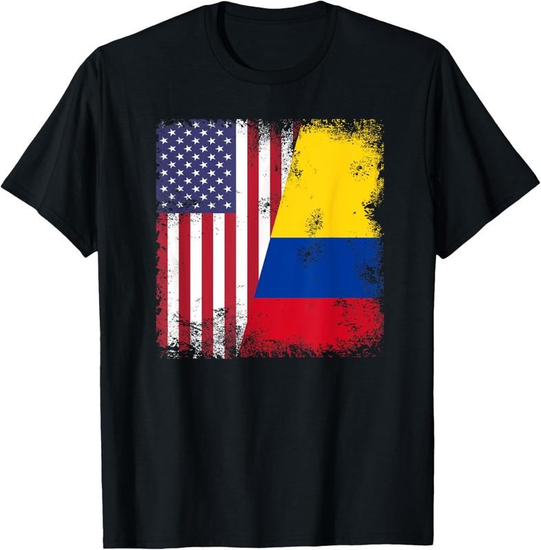 100% Cotton Half Colombian Flag | Vintage Colomobia USA Gift T-Shirt Hoodie, Sweatshirt | DripVista.com
