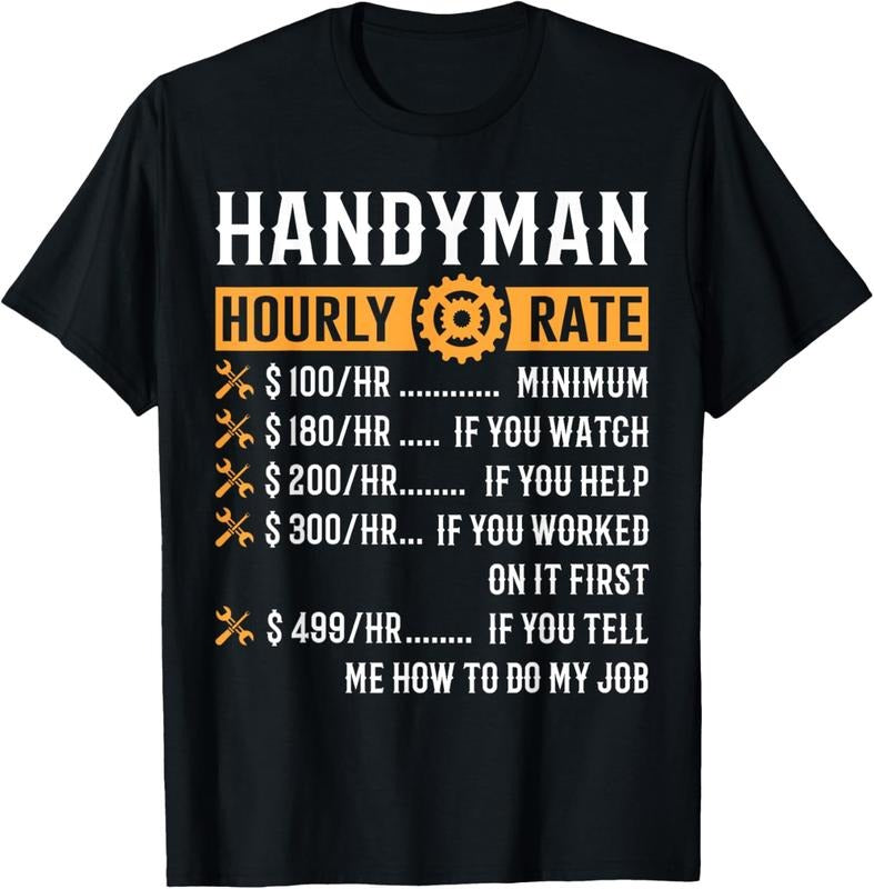 100% Cotton Handyman Hourly Rate Funny Handyman Gifts T-Shirt Hoodie, Sweatshirt | DripVista.com