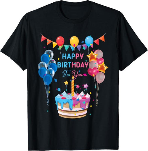 100% Cotton Happy Birthday To You Cake And Balloon Party T-Shirt Hoodie, Sweatshirt | DripVista.com