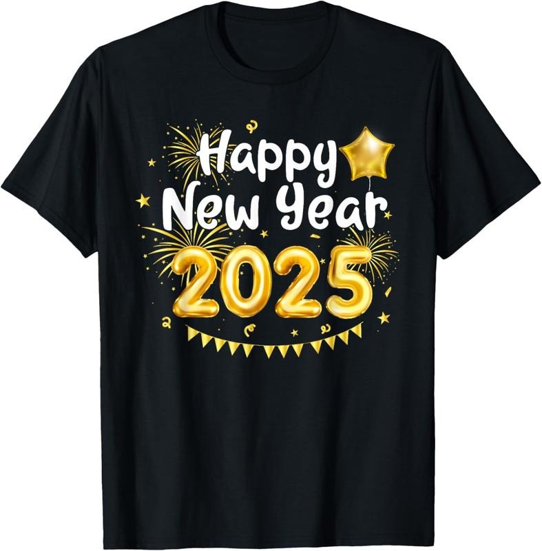 100% Cotton Happy New Year 2025 Family Reunion Party New Year Eve T-Shirtstyle{n002}2 T-Shirts, Hoodie, Sweatshirt