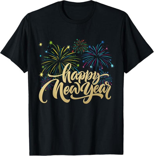 100% Cotton Happy New Year 2025 Fireworks New Year Eve Party 2025 T-Shirt Hoodie, Sweatshirt | DripVista.com