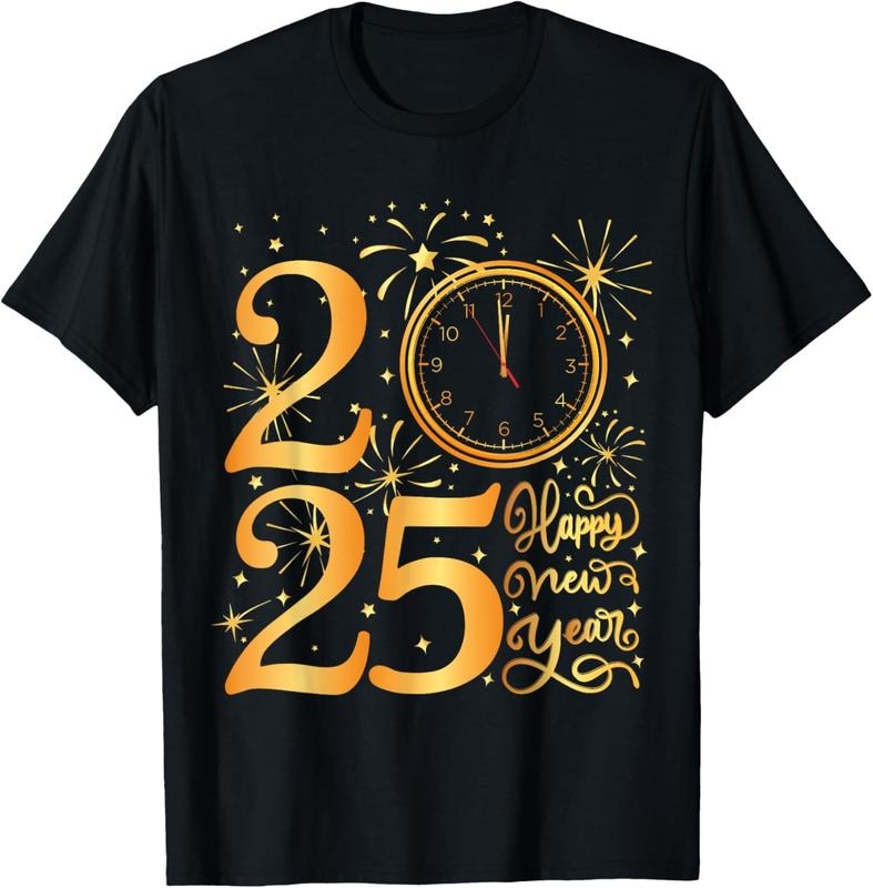 100% Cotton Happy New Year Fireworks 2025 New Years Eve Party Supplies T-Shirt Hoodie, Sweatshirt | DripVista.com