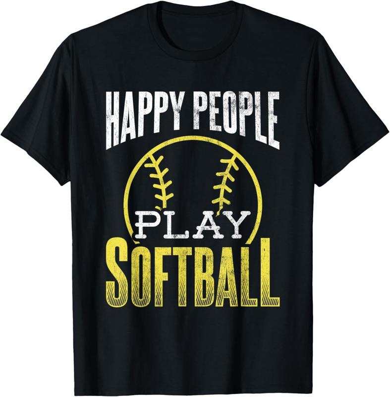 100% Cotton Happy People Play Softball Softball Player Softball Team T-Shirt Hoodie, Sweatshirt | DripVista.com