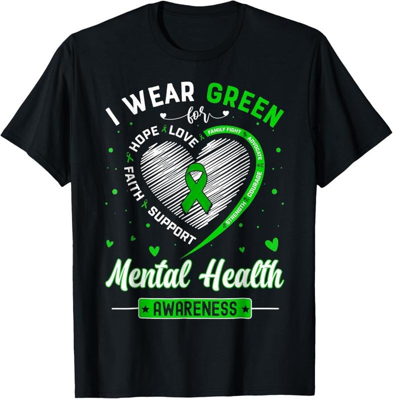 100% Cotton Heart I Wear Green For Mental Health Awareness Month T-Shirt Hoodie, Sweatshirt | DripVista.com