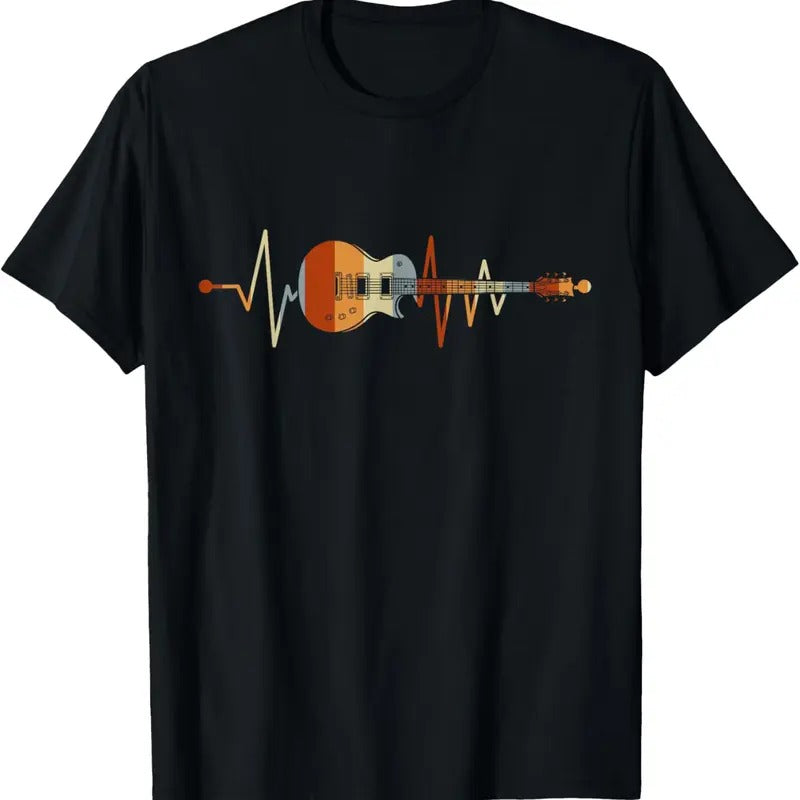 100% Cotton Heartbeat Guitar T-Shirt Hoodie, Sweatshirt | DripVista.com