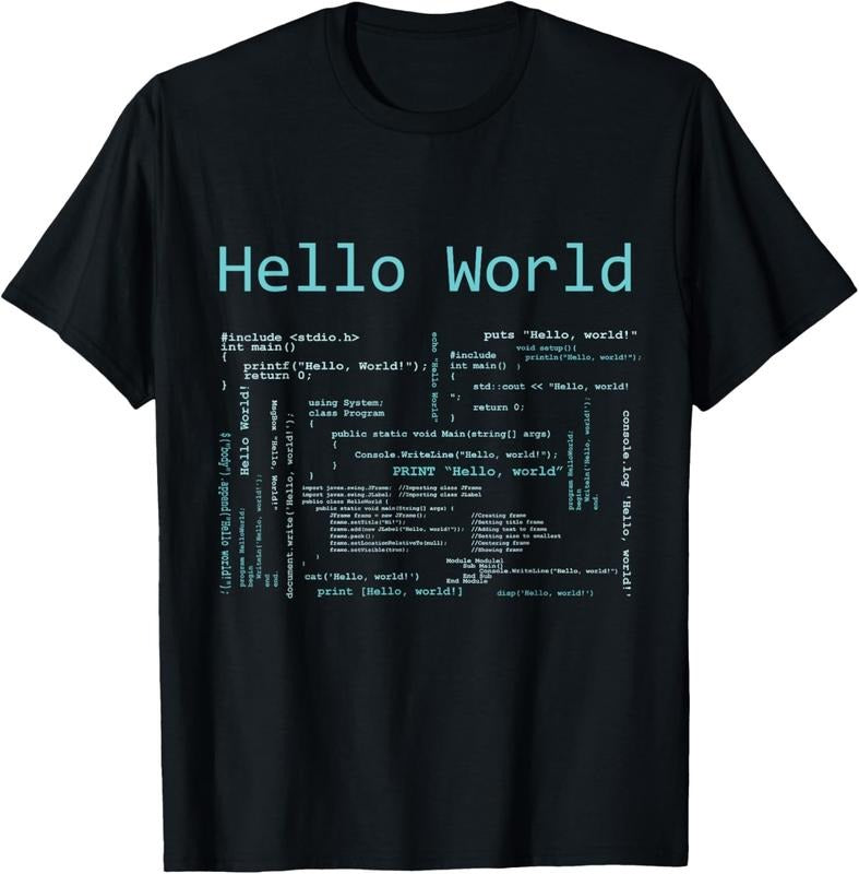 100% Cotton Hello World - Computer Programming Languages T-Shirt Hoodie, Sweatshirt | DripVista.com