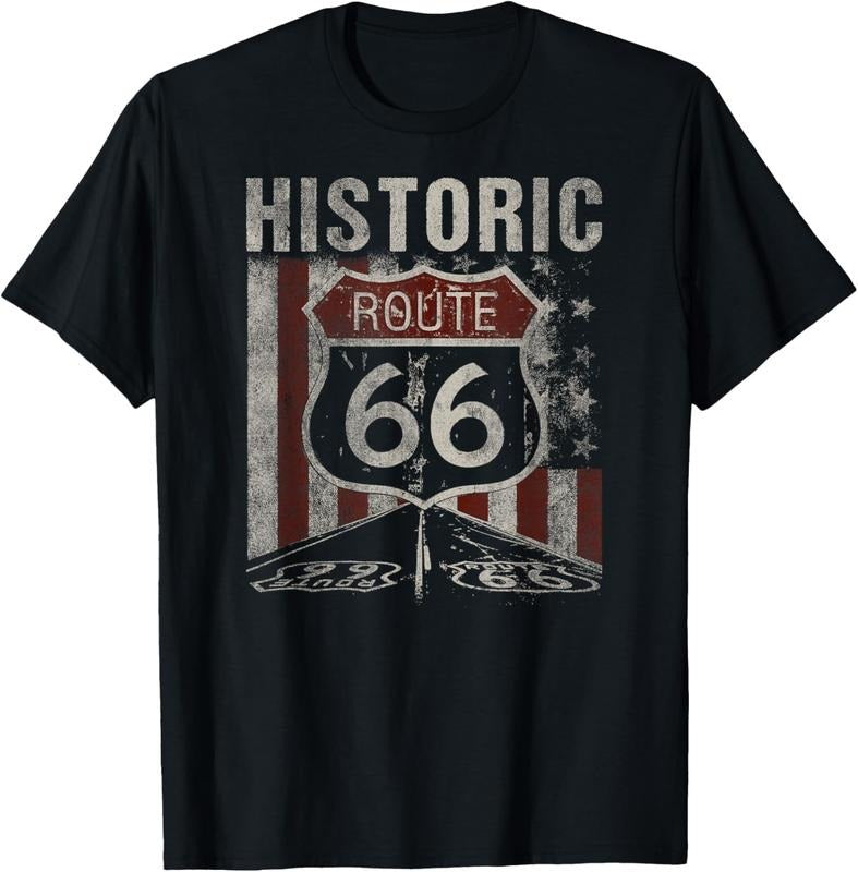 100% Cotton Historic U.S.A. Route 66 Highway Vintage America Road Sign T-Shirt Hoodie, Sweatshirt | DripVista.com