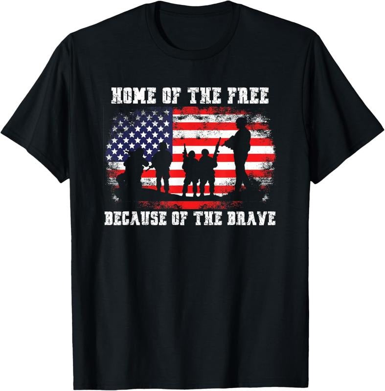 100% Cotton Home Of The Free Because Of The Brave American Flag T-Shirt Hoodie, Sweatshirt | DripVista.com