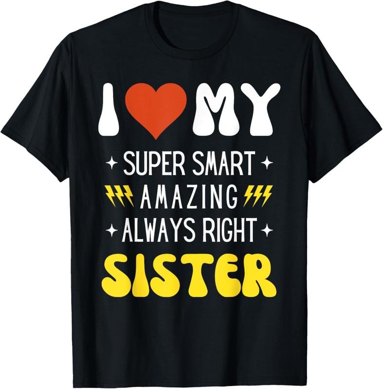 100% Cotton I Heart Love My SISTER Funny Family Matching Retro T-Shirt Hoodie, Sweatshirt | DripVista.com