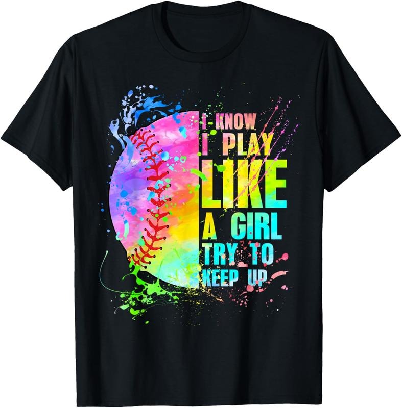 100% Cotton I Know I Play Like A Girl Try To Keep Up Softball T-Shirt Hoodie, Sweatshirt | DripVista.com