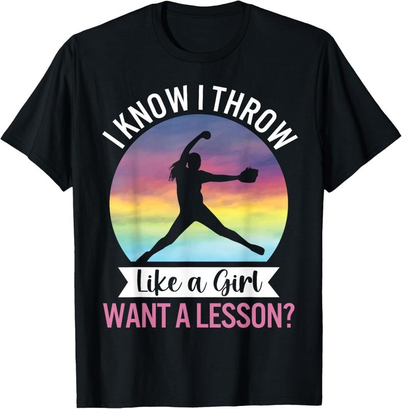 100% Cotton I Know I Throw Like A Girl Funny Women's Softball Pitcher T-Shirt Hoodie, Sweatshirt | DripVista.com