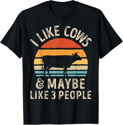 100% Cotton I Like Cows And Maybe Like 3 People Cow Farm Farmer Retro T-Shirt Hoodie, Sweatshirt | DripVista.com