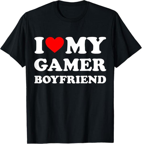 100% Cotton I Love My Gamer Boyfriend Heart Bf Video Games, Gaming T-Shirt Hoodie, Sweatshirt | DripVista.com