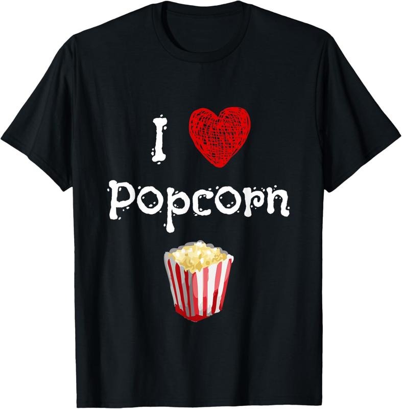 100% Cotton I Love Popcorn T-Shirt Gift For Movie Lovers Popcorn Fans T-Shirt Hoodie, Sweatshirt | DripVista.com