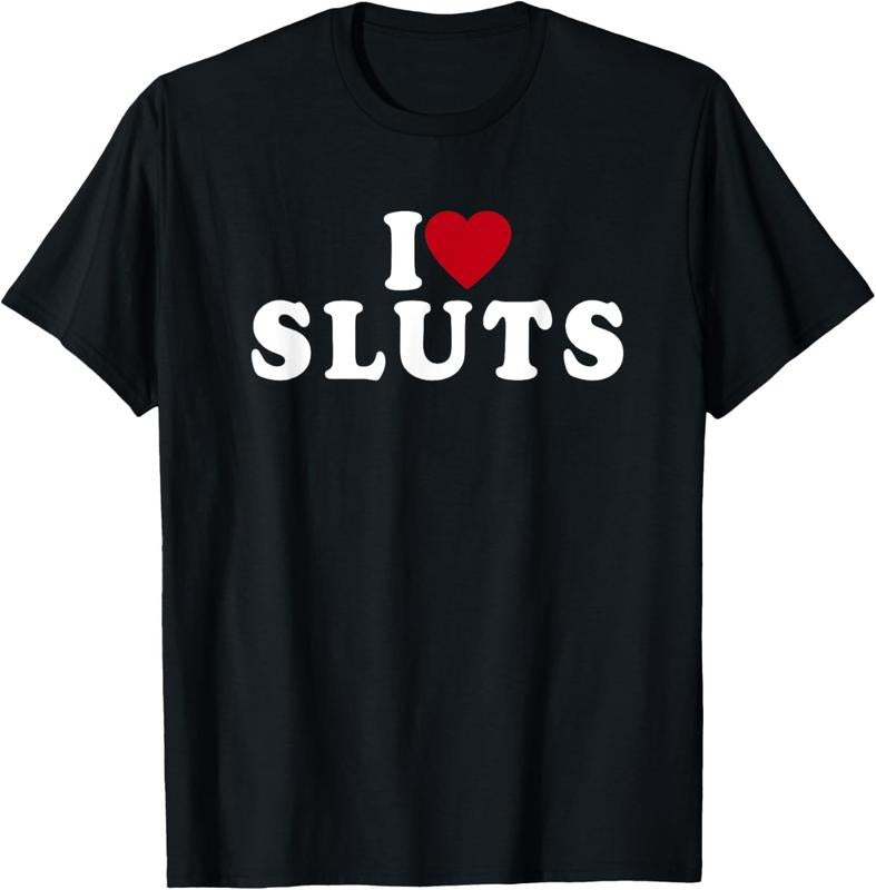 100% Cotton I Love Sluts Heart T-Shirt Hoodie, Sweatshirt | DripVista.com