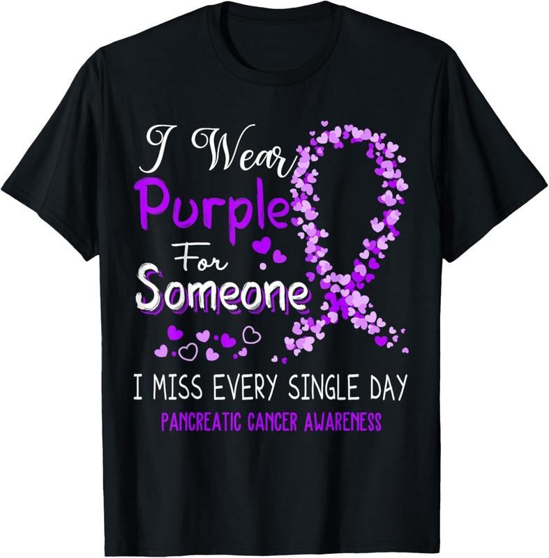 100% Cotton I Wear Purple For Someone Pancreatic Cancer Awareness T-Shirt Hoodie, Sweatshirt | DripVista.com
