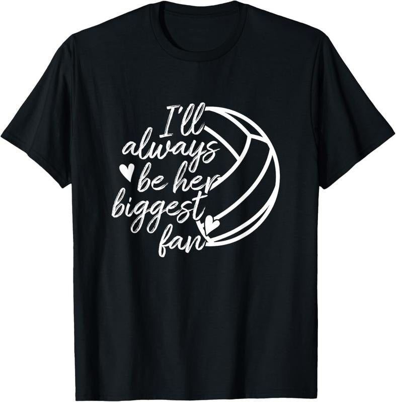 100% Cotton I'll Always Be Her Biggest Fan Volleyball Mom Dad T-Shirt T-Shirt Hoodie, Sweatshirt | DripVista.com