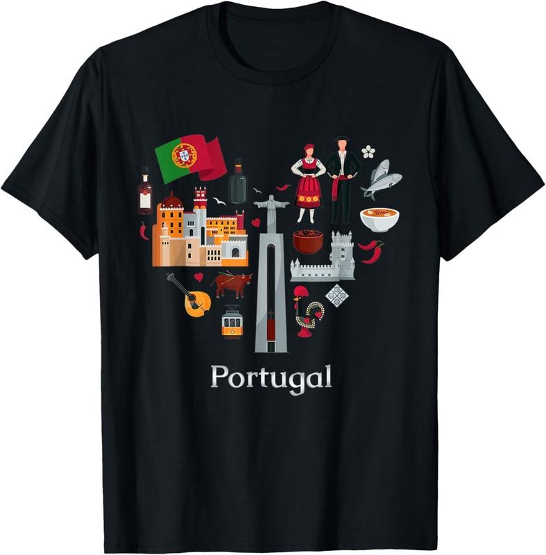 100% Cotton I love Portugal Lisbon Map iconic traditional Souvenir Gift T-Shirt Hoodie, Sweatshirt | DripVista.com