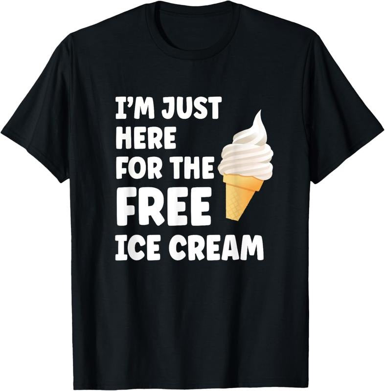 100% Cotton I'm Just Here For The Free Ice Cream Funny Cruise 2024 T-Shirt Hoodie, Sweatshirt | DripVista.com