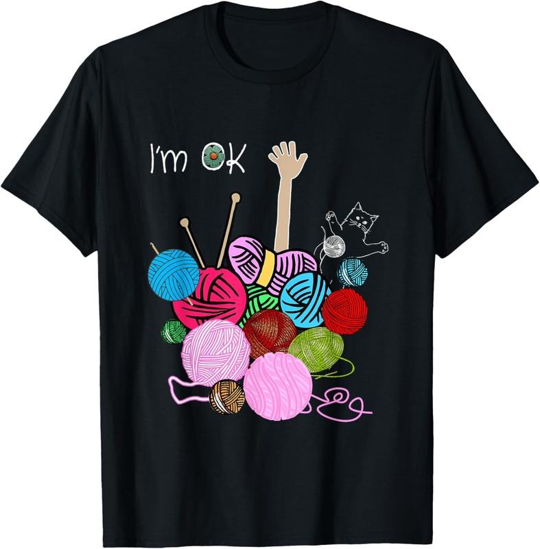 100% Cotton I'm Ok Crochet And Knitting Funny Crocheting T-Shirt Hoodie, Sweatshirt | DripVista.com
