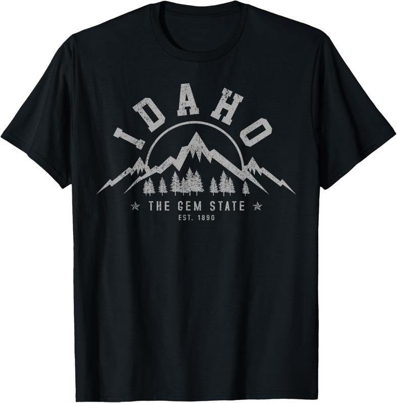 100% Cotton Idaho - The Gem State Est. 1890 Vintage Mountains Gift T-Shirt Hoodie, Sweatshirt | DripVista.com