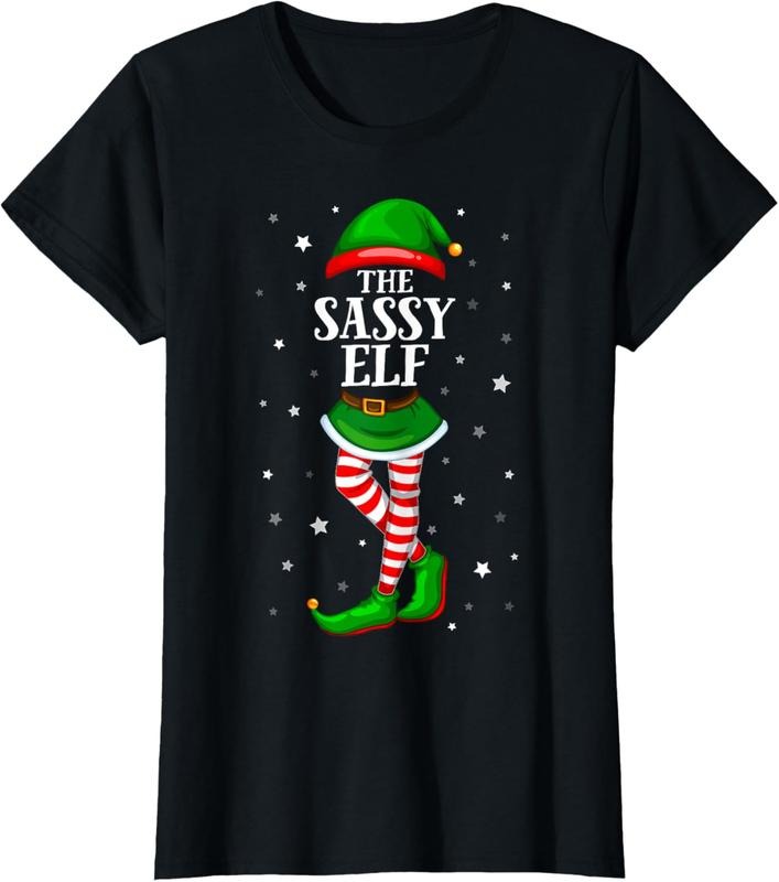 100% Cotton Im The Sassy Elf Matching Christmas for Teen Girls Women T-Shirt Hoodie, Sweatshirt | DripVista.com