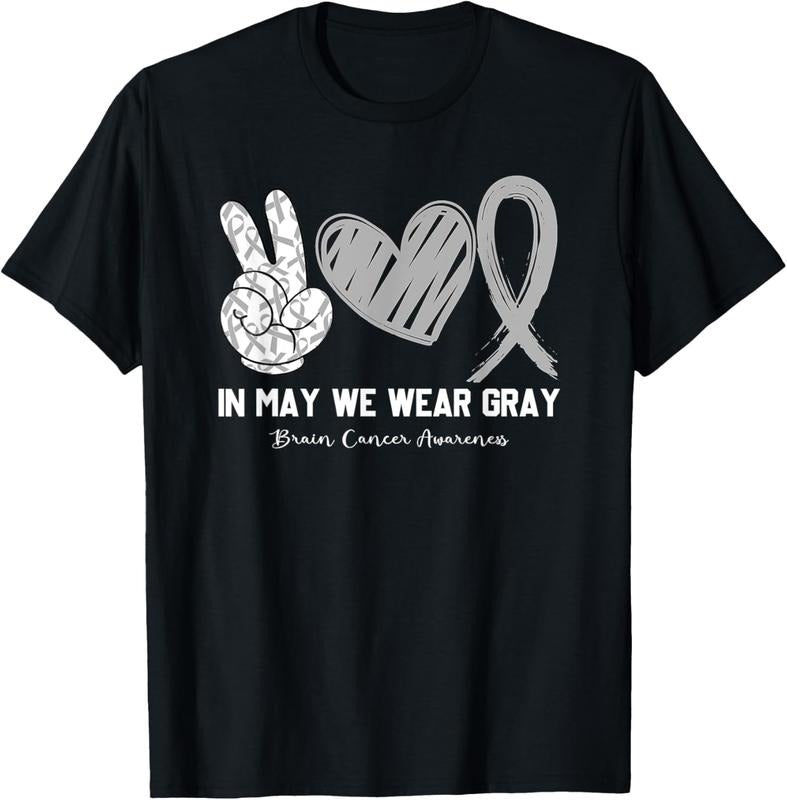 100% Cotton In May We Wear Gray Brain Cancer Awareness Month T-Shirt Hoodie, Sweatshirt | DripVista.com