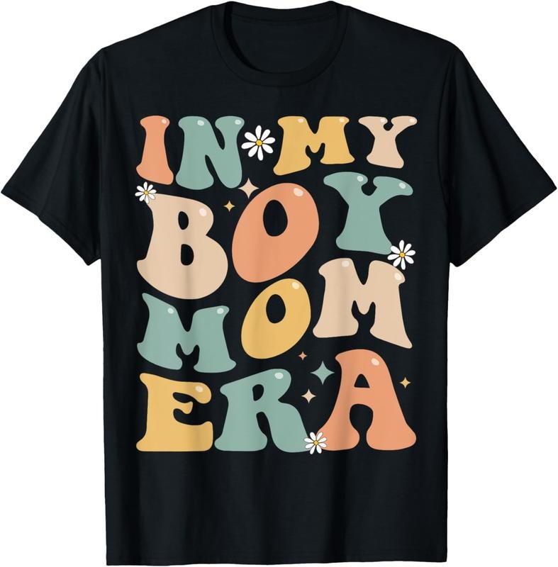 100% Cotton In My Boy Mom Era Groovy Mom Of Boys Gifts Funny Mothers Day T-Shirt Hoodie, Sweatshirt | DripVista.com
