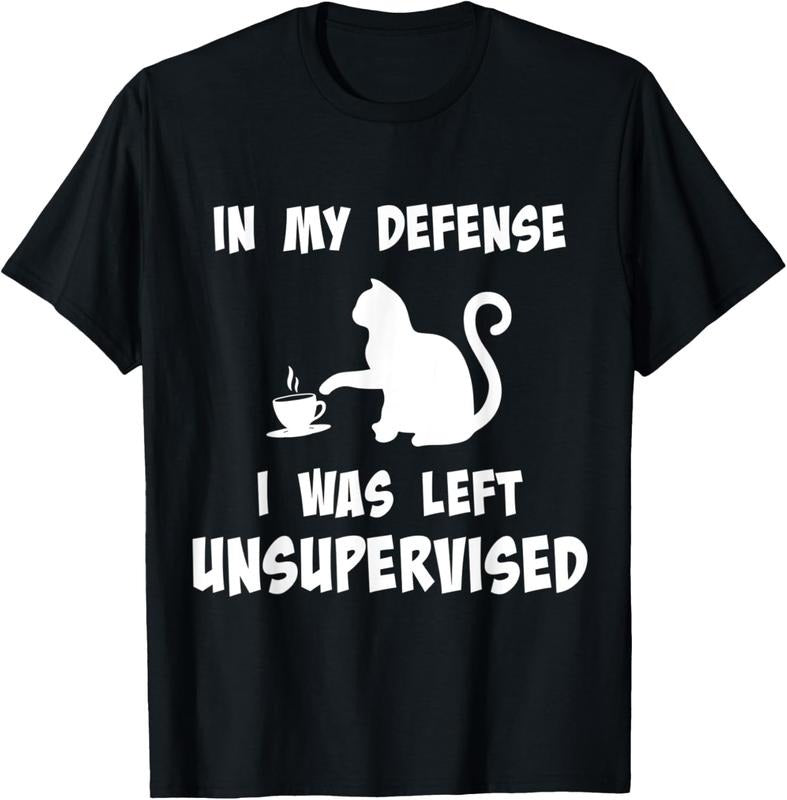 100% Cotton In My Defense I Was Left Unsupervised Funny Cat, Cat Lovers T-Shirt Hoodie, Sweatshirt | DripVista.com