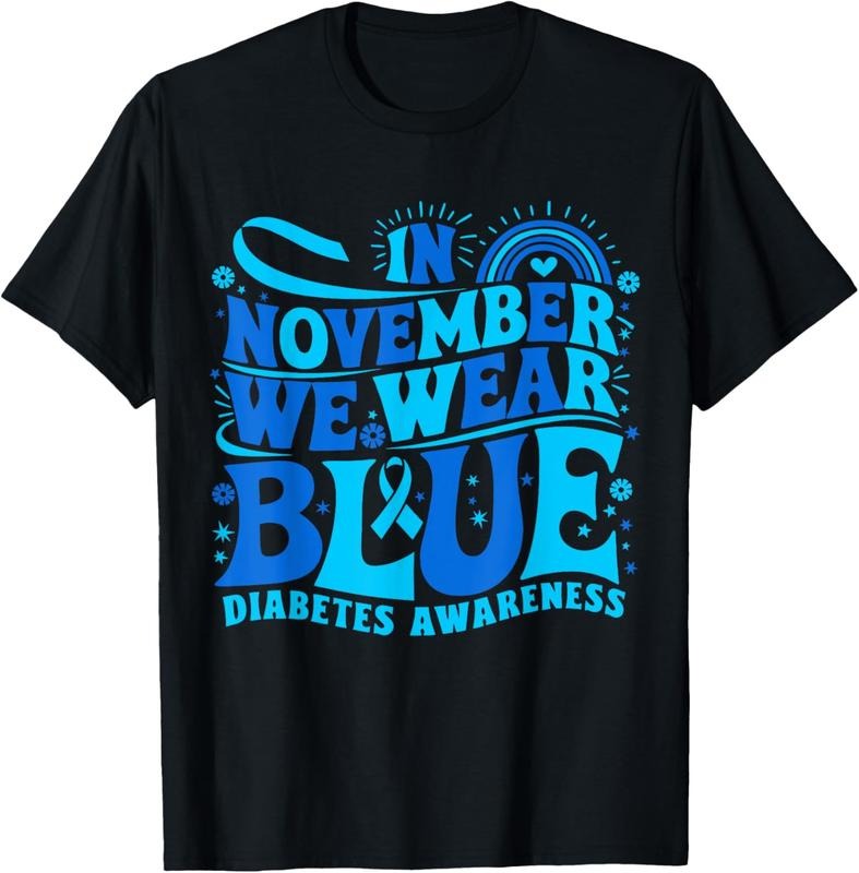 100% Cotton In November We Wear Blue Diabetes Awareness T-Shirt Hoodie, Sweatshirt | DripVista.com