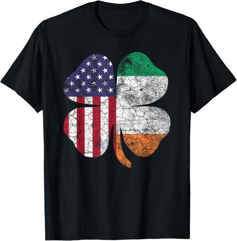100% Cotton Irish American Flag Ireland Flag ST PATRICKS DAY Gift Lucky T-Shirt Hoodie, Sweatshirt | DripVista.com