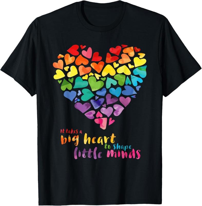 100% Cotton It Takes a Big Heart To Shape Little Minds Teacher Gift T-Shirt Hoodie, Sweatshirt | DripVista.com