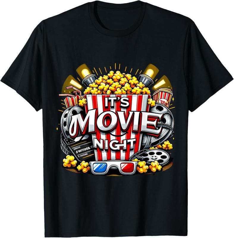 100% Cotton It's Movie Night Popcorn Cinema T-Shirt Hoodie, Sweatshirt | DripVista.com