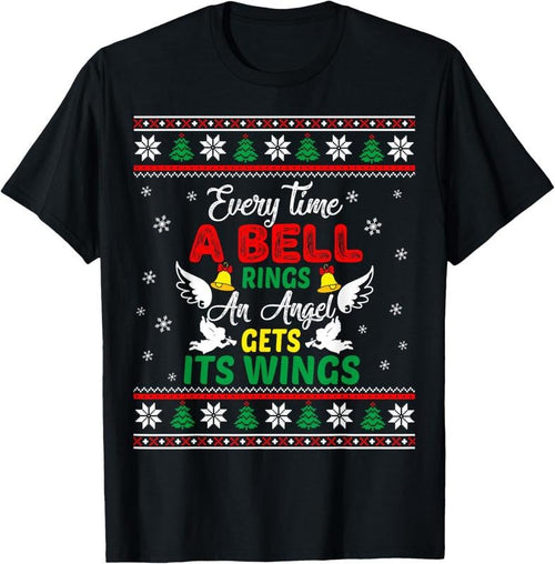 100% Cotton It's a Wonderful Life Every Time A Bell Rings Cute Christmas T-Shirt Hoodie, Sweatshirt | DripVista.com