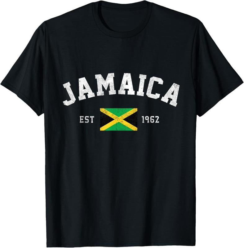 100% Cotton Jamaica Est. 1962 Jamaican Flag Independence Day T-Shirt