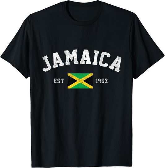 100% Cotton Jamaica Est. 1962 Jamaican Flag Independence Day T-Shirt