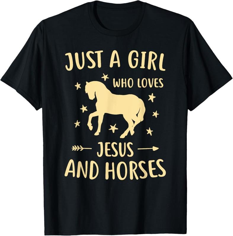 100% Cotton Jesus And Horses For Girls Teens Women Horse Lover Christian T-Shirt Hoodie, Sweatshirt | DripVista.com