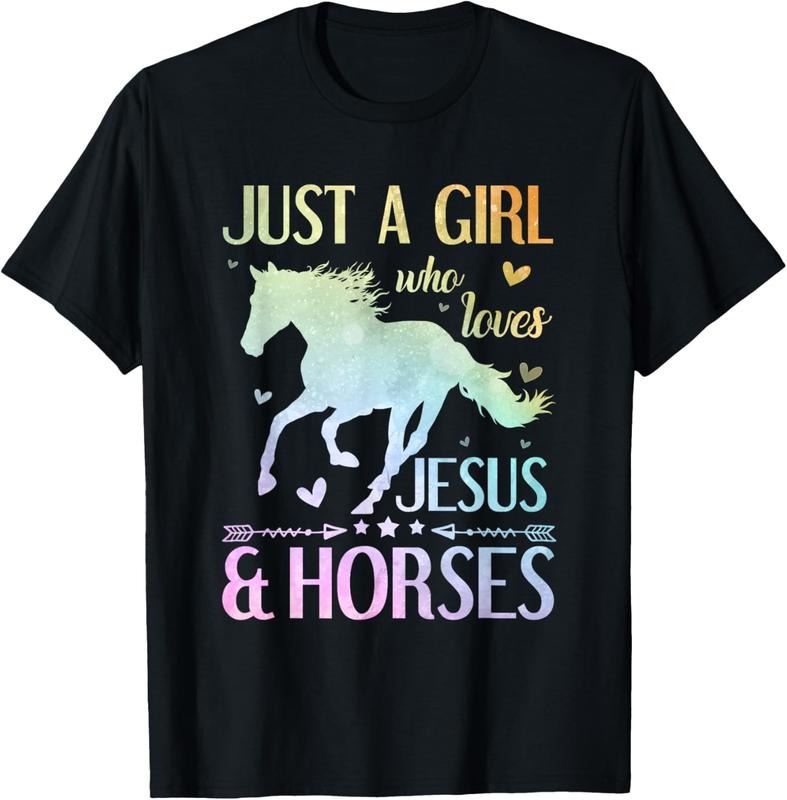 100% Cotton Jesus And Horses, Horse Gifts For Girls, Women T-Shirt Hoodie, Sweatshirt | DripVista.com