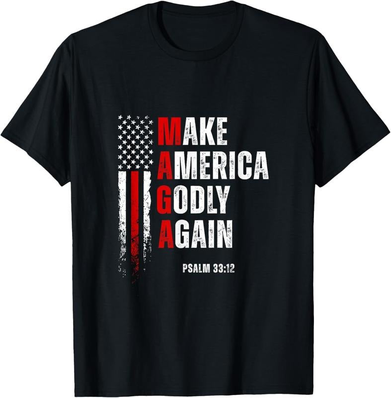 100% Cotton Jesus Make America Godly Again American Patriot Christian T-Shirt Hoodie, Sweatshirt | DripVista.com