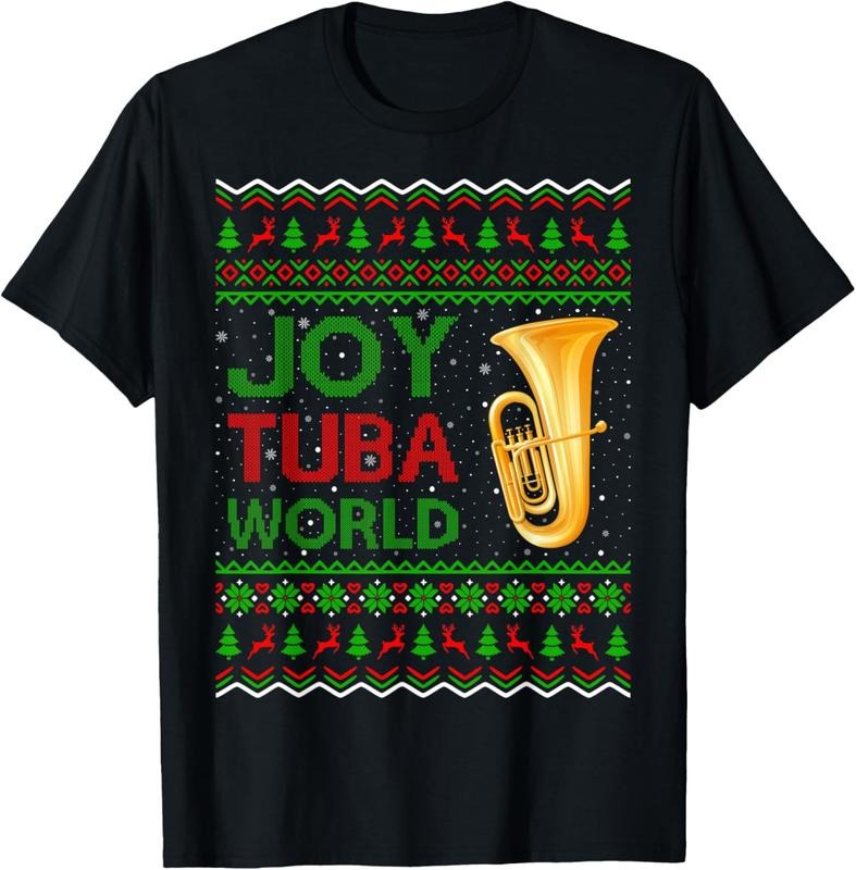 100% Cotton Joy Tuba World Music Lover Xmas Gift Ugly Tuba Christmas T-Shirt Hoodie, Sweatshirt | DripVista.com