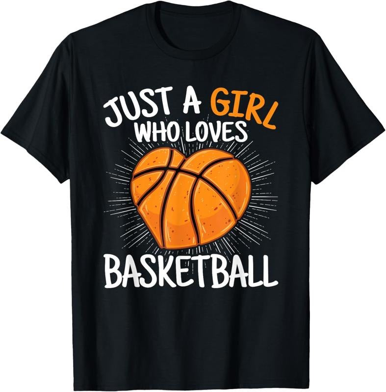 100% Cotton Just A Girl Who Loves Basketball Merch Girls s T-Shirt Hoodie, Sweatshirt | DripVista.com