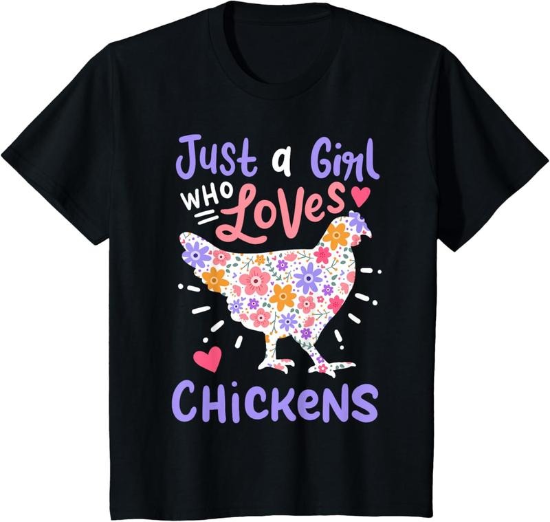 100% Cotton Just A Girl Who Loves Chickens Chicken Hen Love Cute T-Shirt Hoodie, Sweatshirt | DripVista.com
