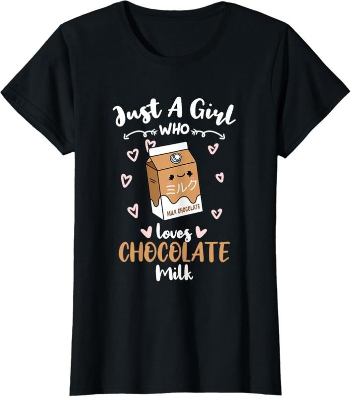 100% Cotton Just A Girl Who Loves Chocolate Milk T-Shirt Hoodie, Sweatshirt | DripVista.com
