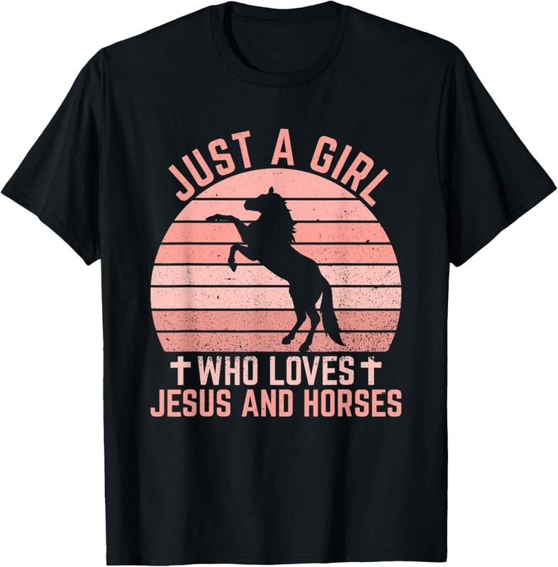 100% Cotton Just A Girl Who Loves Jesus And Horses - Christian Riders T-Shirt Hoodie, Sweatshirt | DripVista.com