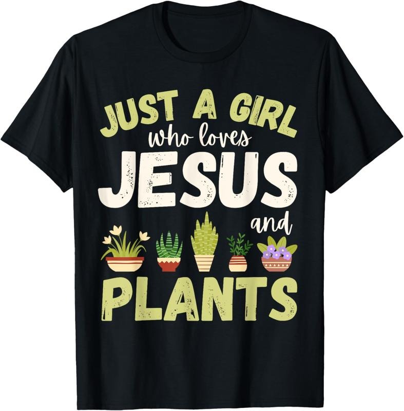 100% Cotton Just A Girl Who Loves Jesus and Plants Houseplants Cute T-Shirt Hoodie, Sweatshirt | DripVista.com