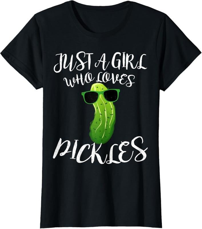 100% Cotton Just A Girl Who Loves Pickles T-Shirt Pickle Women Gift
