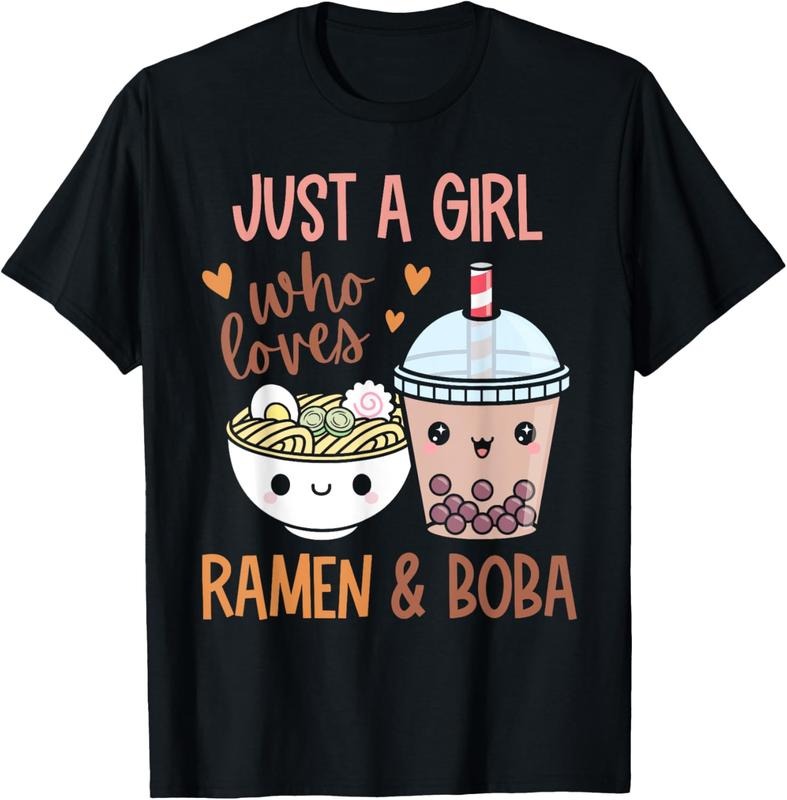 100% Cotton Just A Girl Who Loves Ramen And Boba Bubble Tea Japanese T-Shirt Hoodie, Sweatshirt | DripVista.com