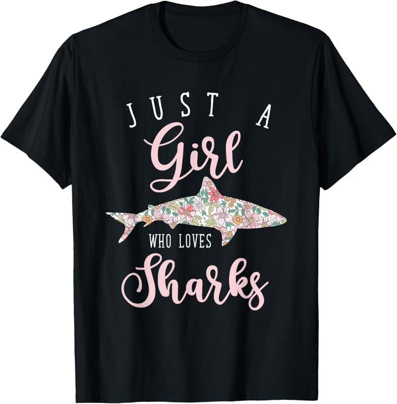 100% Cotton Just A Girl Who Loves Sharks T-Shirt Hoodie, Sweatshirt | DripVista.com