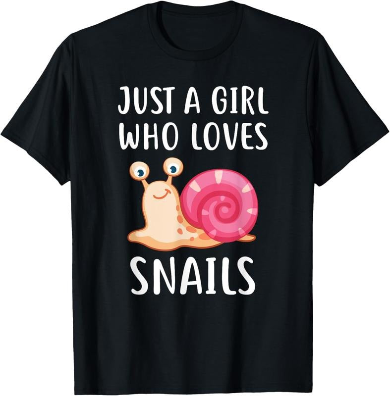 100% Cotton Just A Girl Who Loves Snails Cute Snail Girl T-Shirt Hoodie, Sweatshirt | DripVista.com