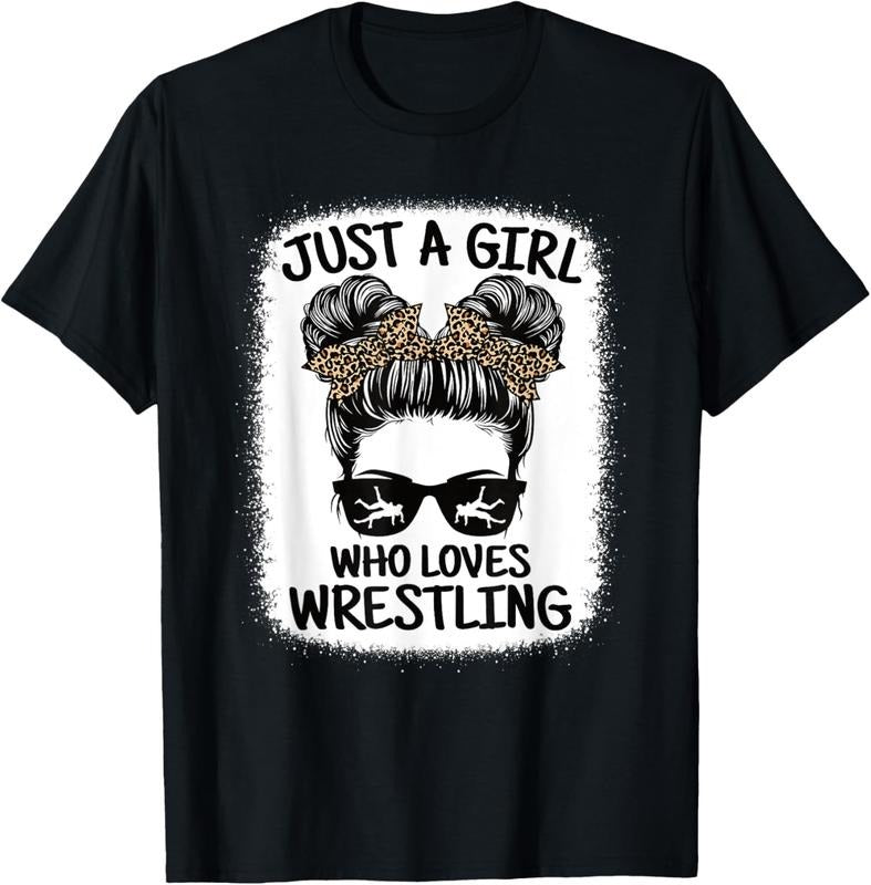 100% Cotton Just A Girl Who Loves Wrestling Funny Wrestle Lover Wrestler T-Shirt